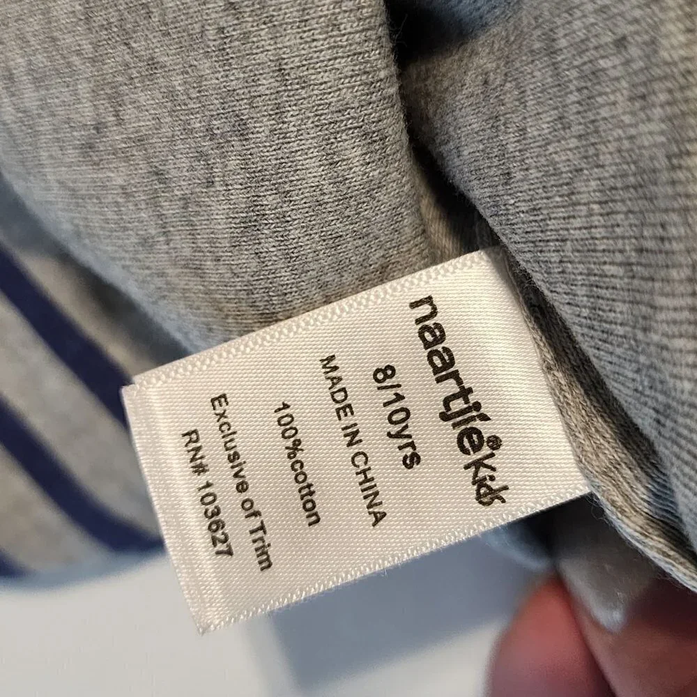 Naartjie beanie Hat 8-10 years Gray with blue stripes